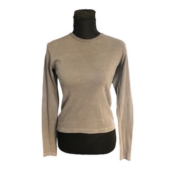 Brandy Melville Tops - Brandy Melville Brown Tori Thermal Long Sleeve Waffle Knit Pullover Size S
